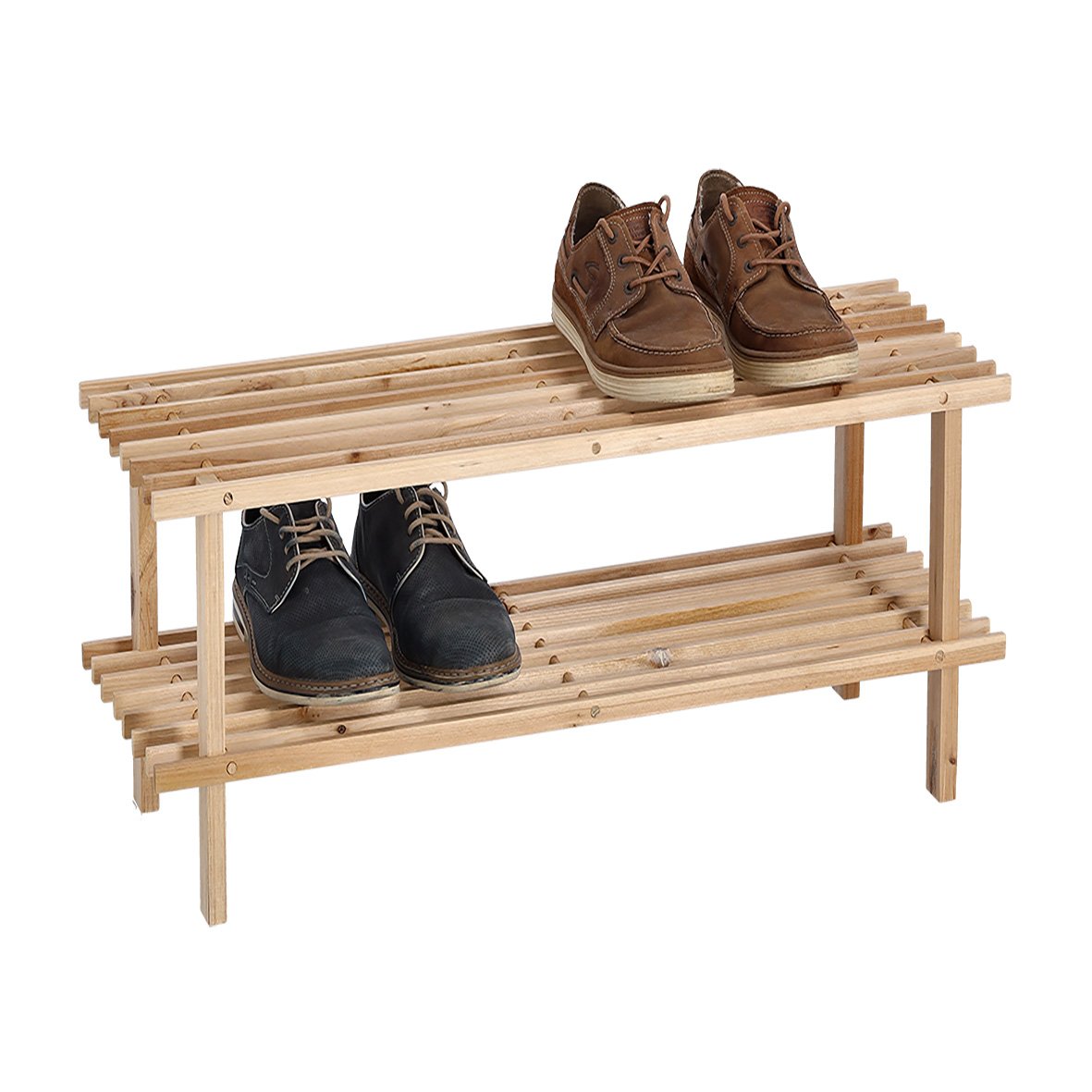 zeller-present-schuhregal-kiefer-2-ablagen-schuhbank-holz image 2