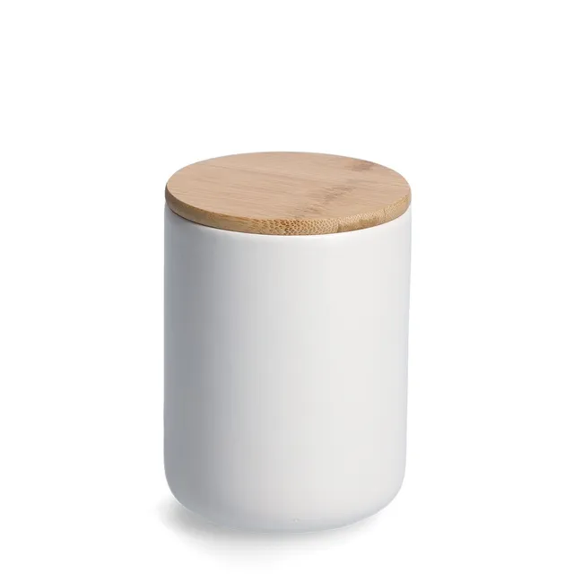 zeller-present-k-che-vorratsdose-keramik-wei-650-ml-bambusdeckel image 1