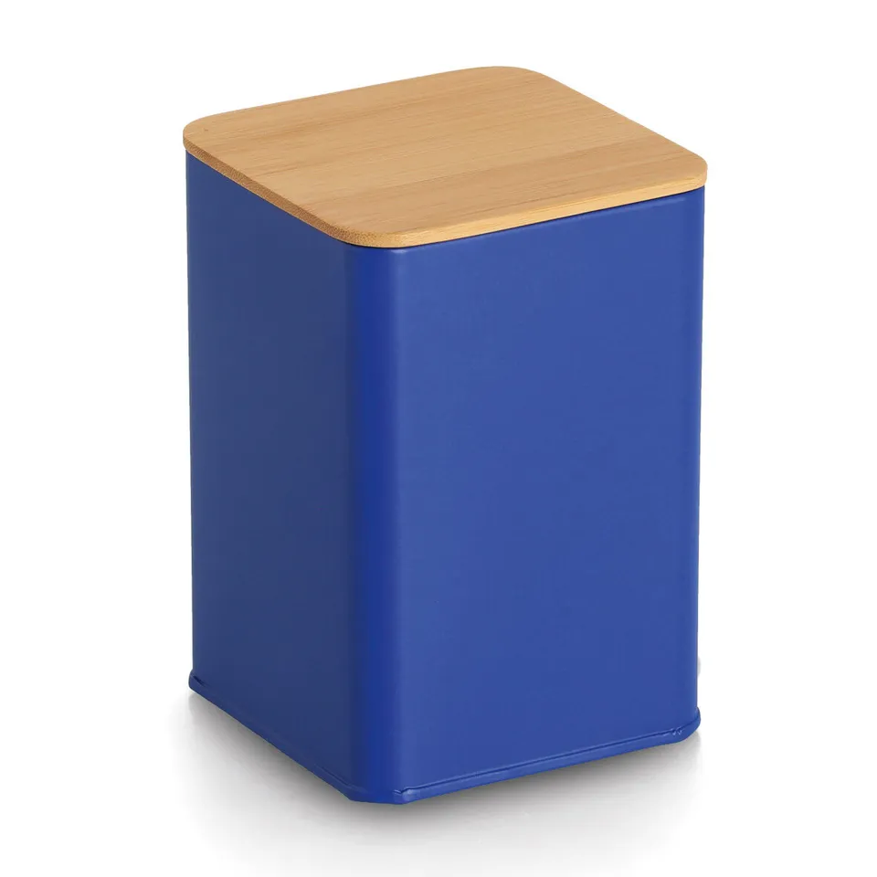 zeller-present-k-che-vorratsdose-1100-ml-metall-blau-bambusdeckel image 1