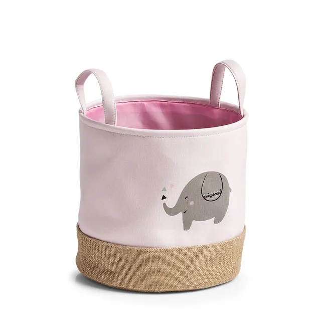 zeller-present-home-aufbewahrungskorb-elefant-rosa-jute image 1