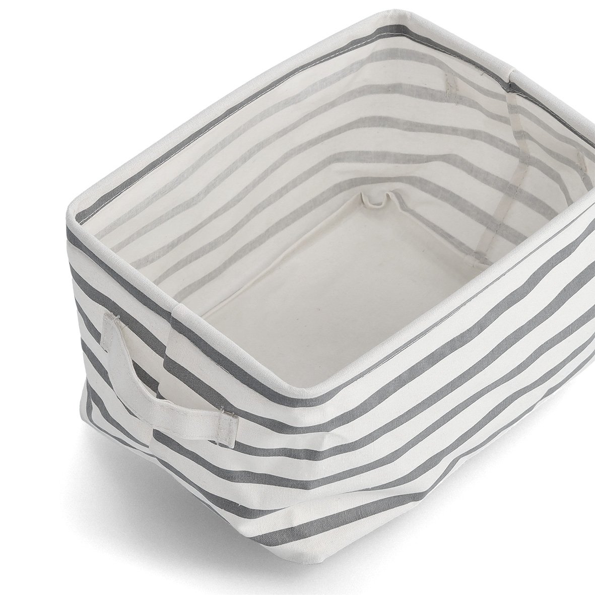 zeller-present-home-living-aufbewahrungskorb-stripes-wei-grau-canvas image 4