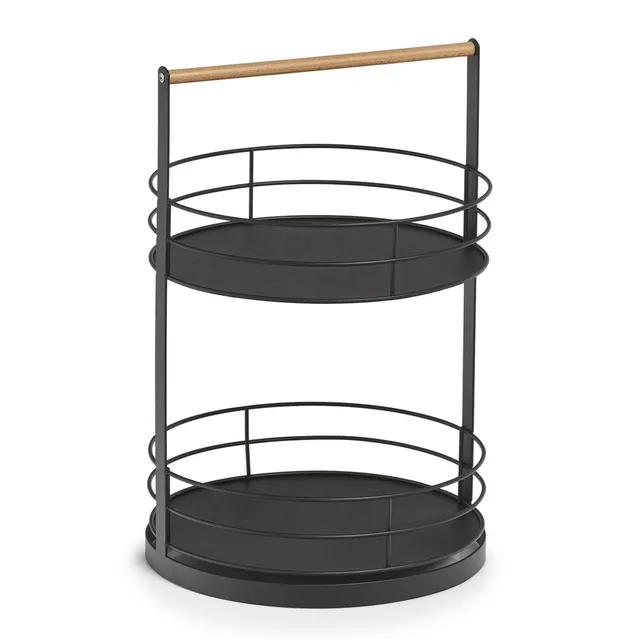 zeller-present-table-etagere-2-lagig-metall-holz-schwarz image 1