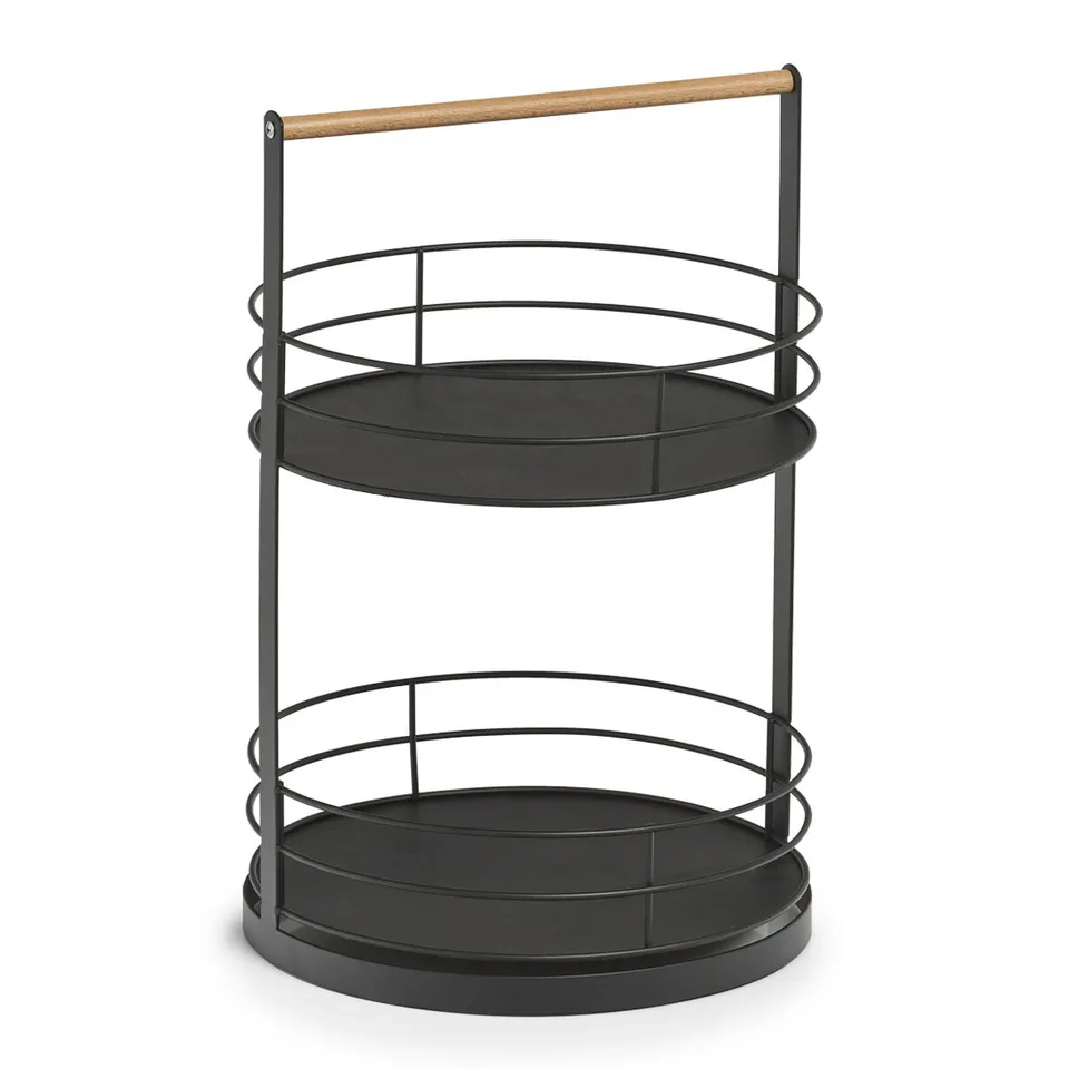 zeller-present-table-etagere-2-lagig-metall-holz-schwarz image 1