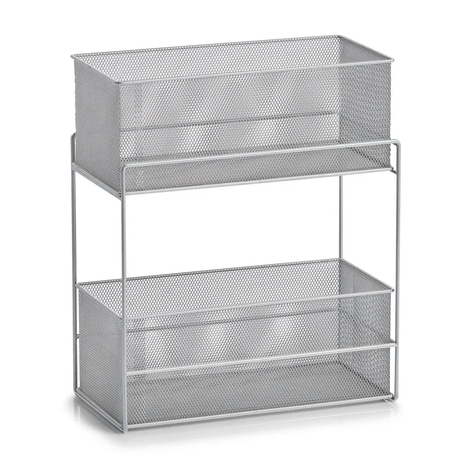 zeller-present-home-etagenregal-mit-2-k-rben-mesh-stahl image 1