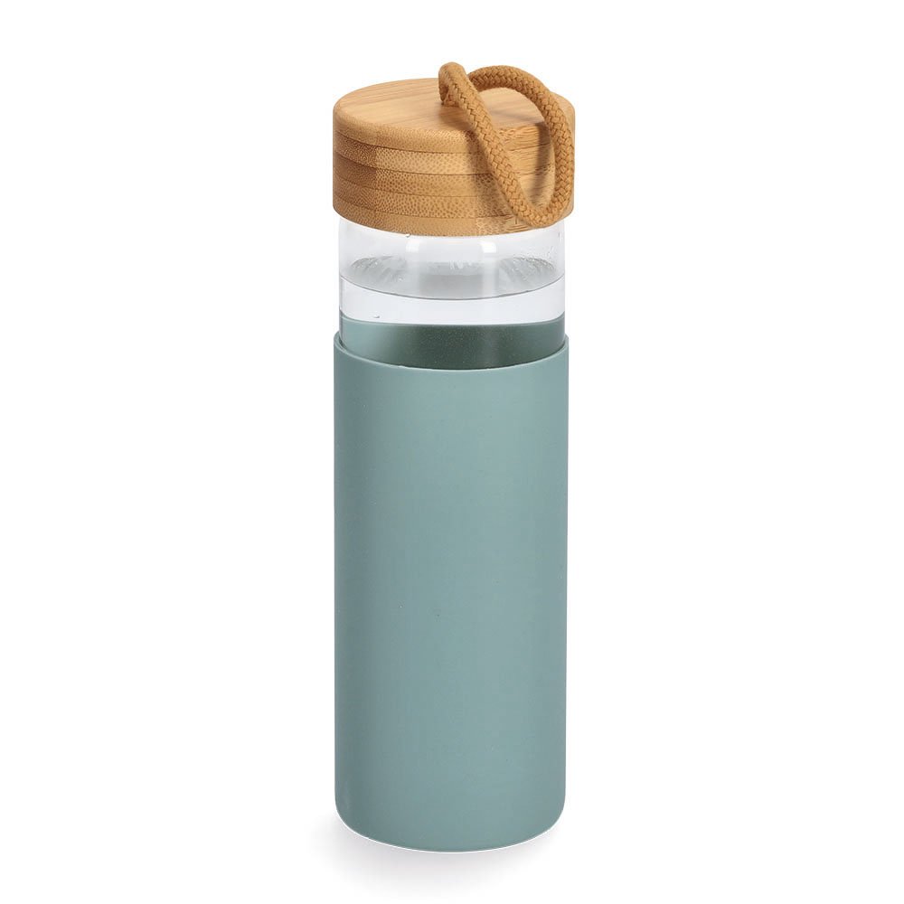 zeller-present-k-che-trinkflasche-glas-salbei-silikonh-lle image 3