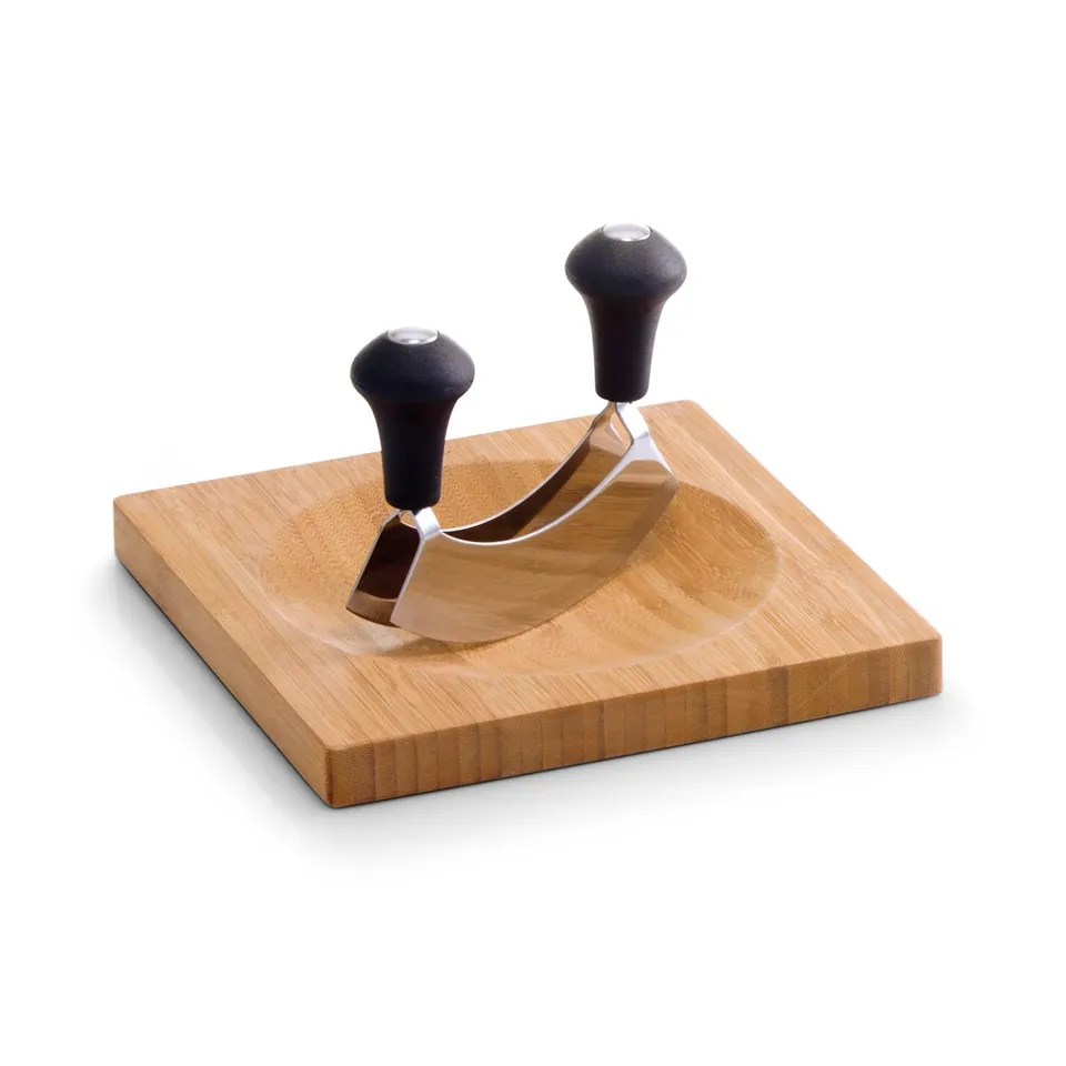 zeller-present-k-che-kr-uterbrett-mit-wiegemesser-bambus-doppelklinge image 1