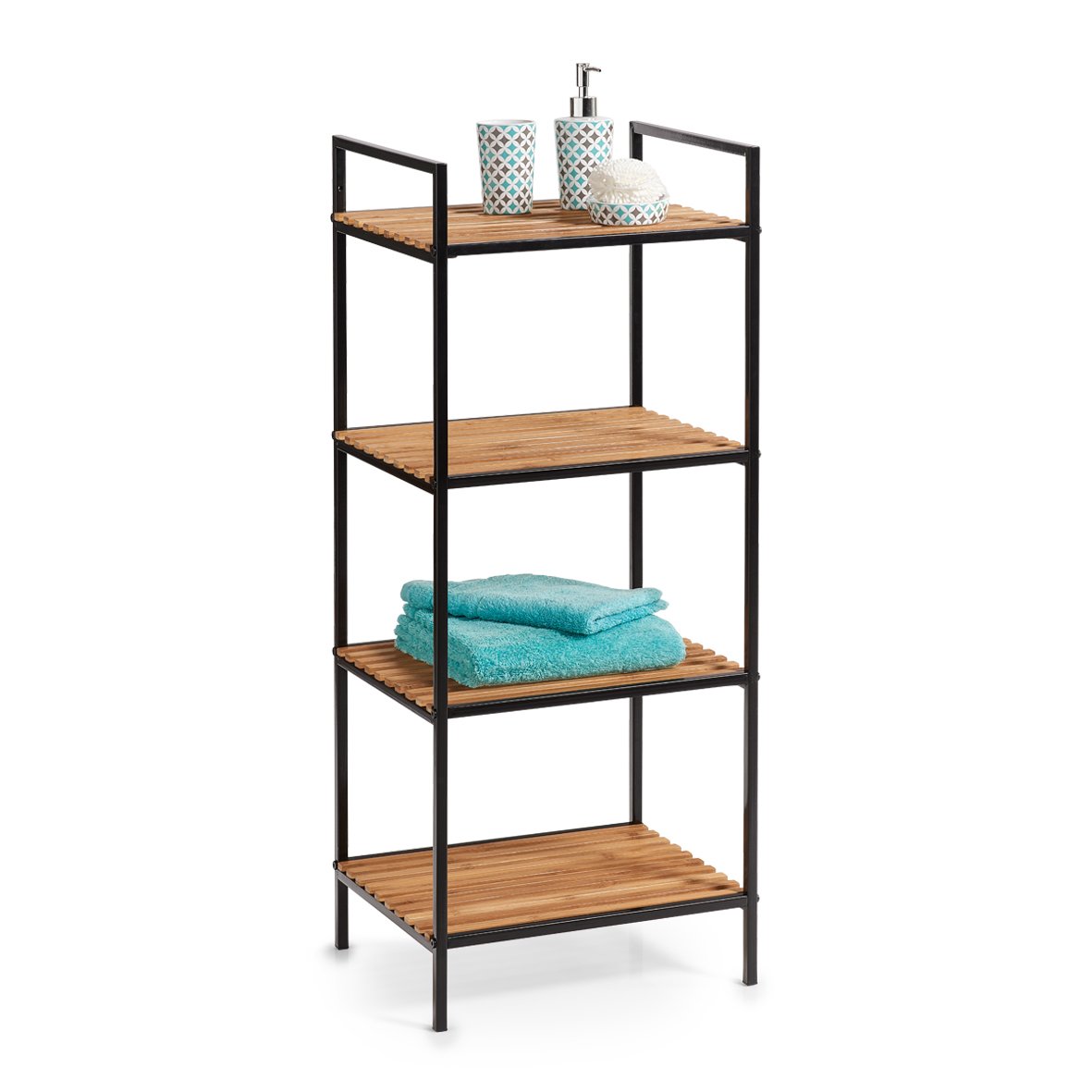 zeller-present-home-living-standregal-metall-bambus-schwarz image 2