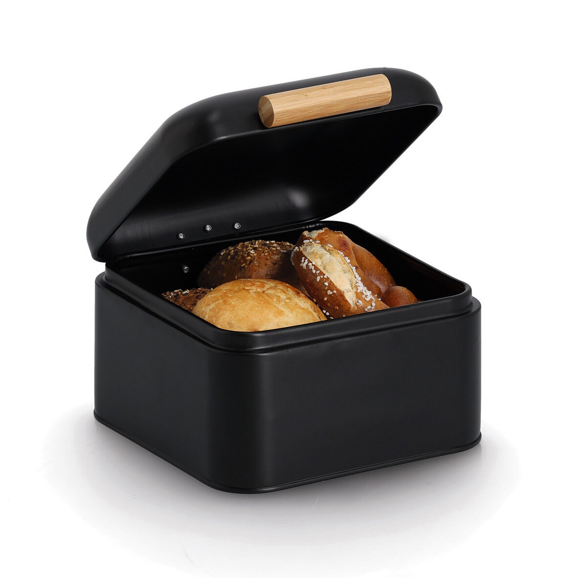 zeller-present-k-che-brotkasten-metall-bambus-schwarz-retro-2 image 2
