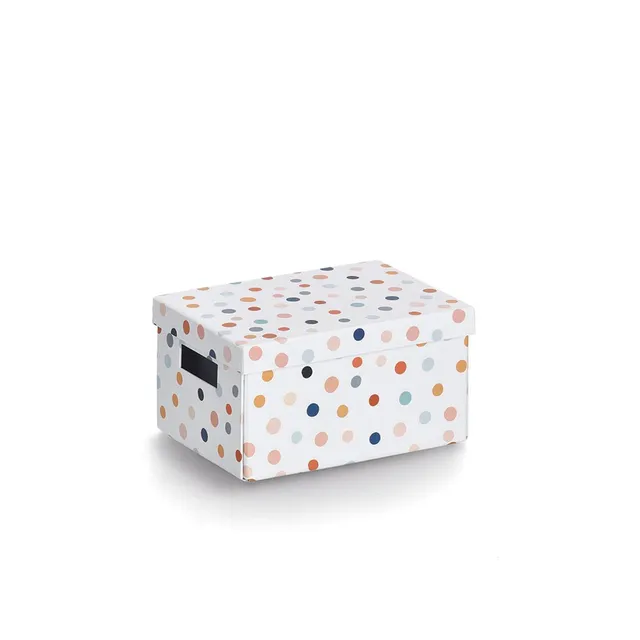 zeller-present-home-living-dots-aufbewahrungsbox-karton-bunt image 1