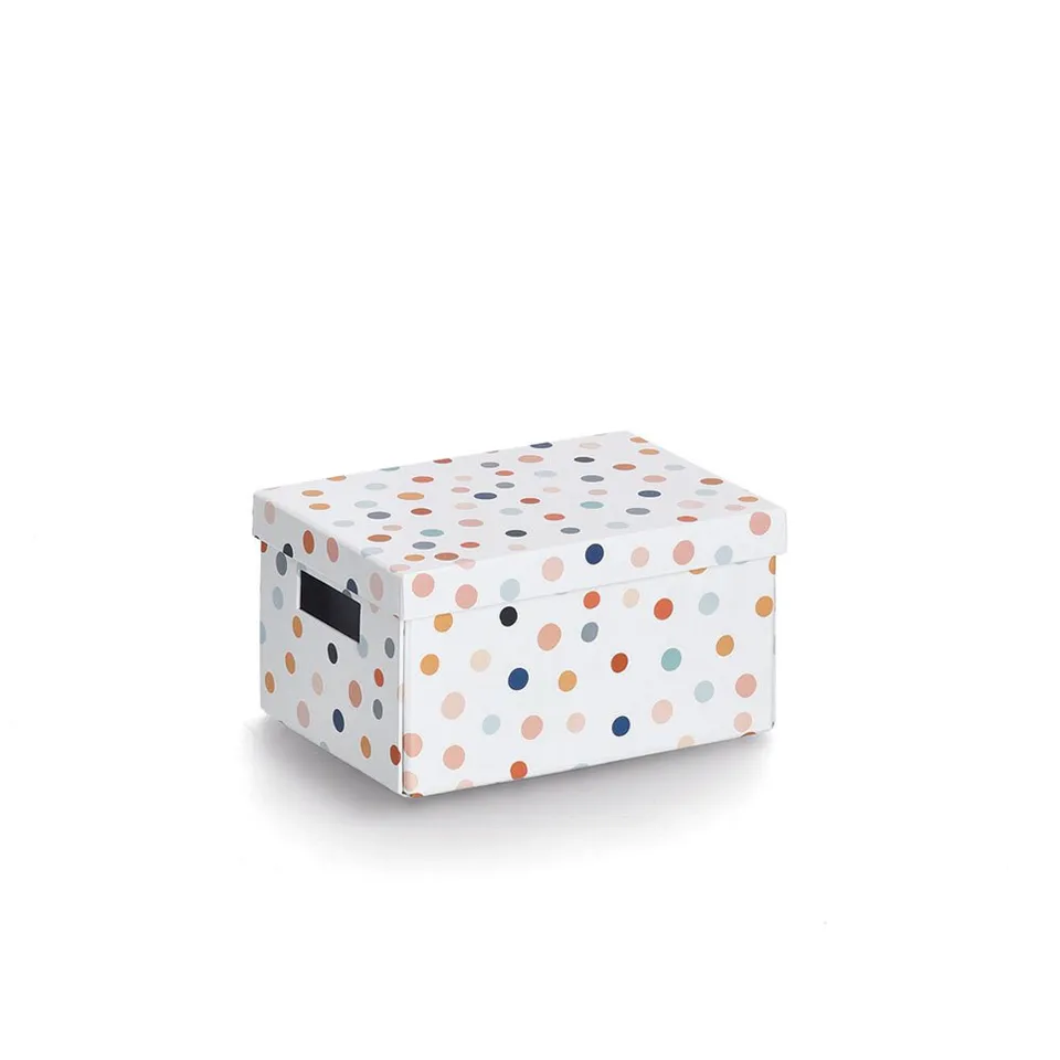 zeller-present-home-living-dots-aufbewahrungsbox-karton-bunt image 1