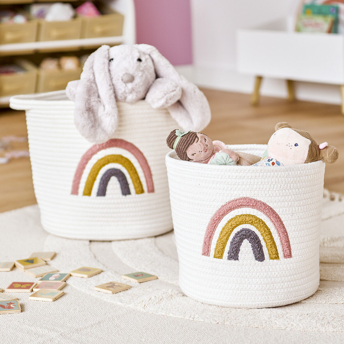 zeller-present-kids-rainbow-aufbewahrungskorb-baumwolle-beige image 4