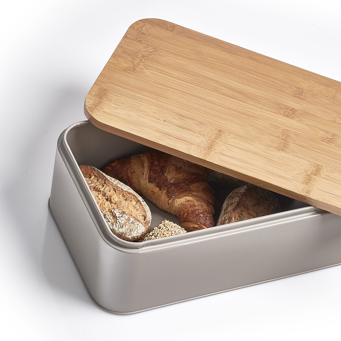 zeller-present-k-che-brotkasten-metall-matt-taupe-bambus image 2