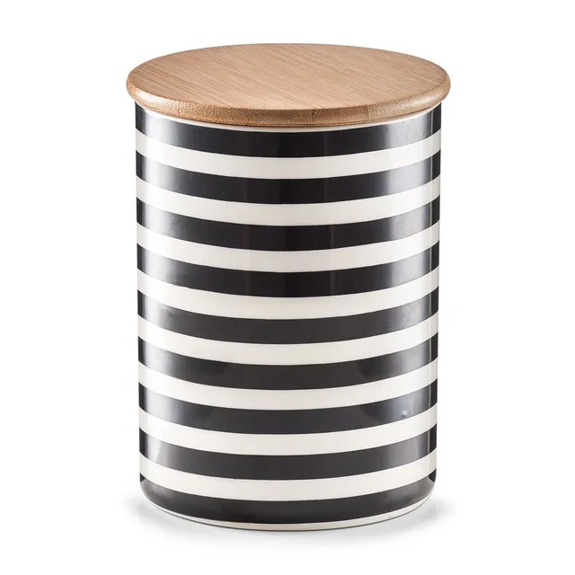zeller-k-che-vorratsdose-stripes-keramik-mit-bambusdeckel image 1