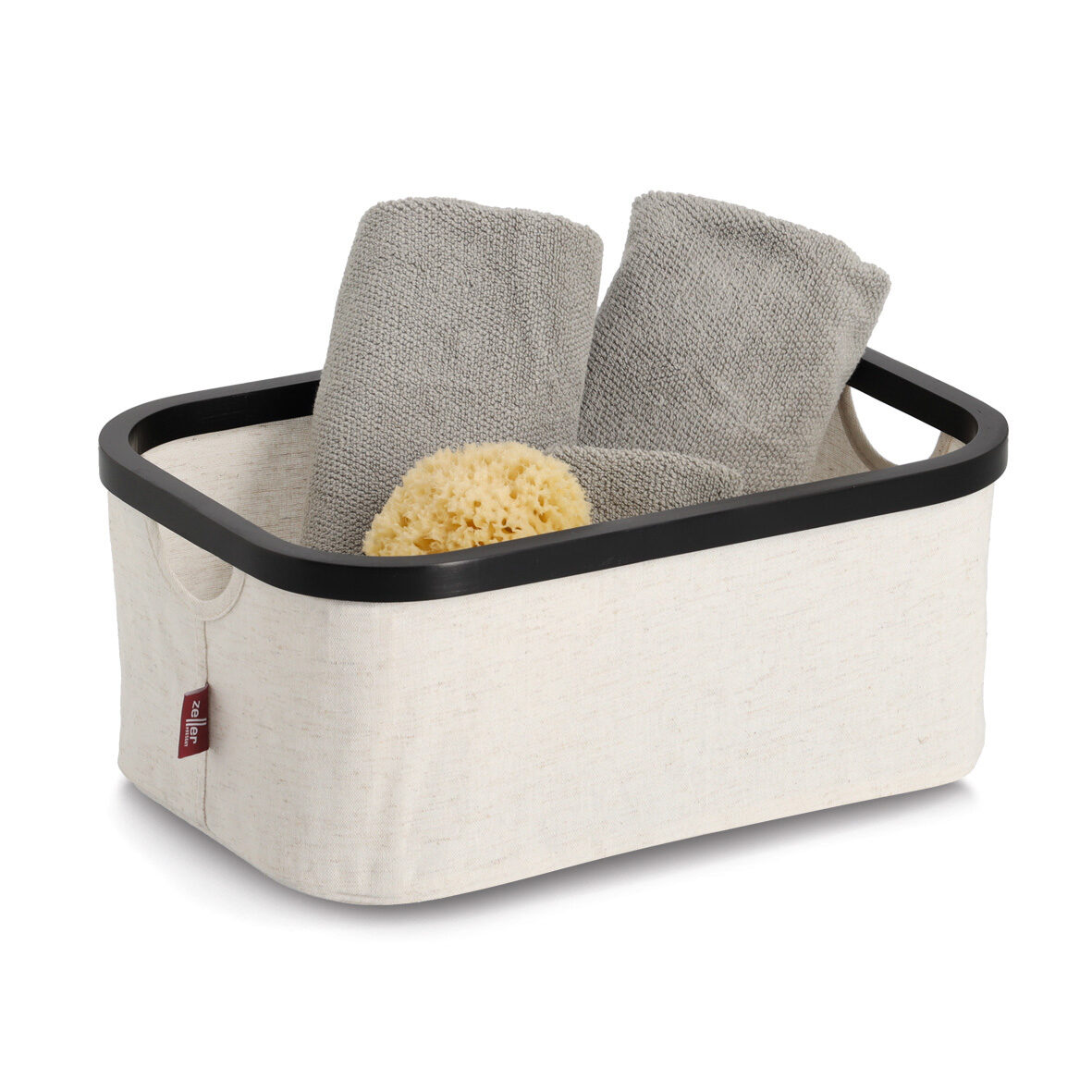 zeller-present-aufbewahrungskorb-polyester-bambus-creme-faltbar image 4