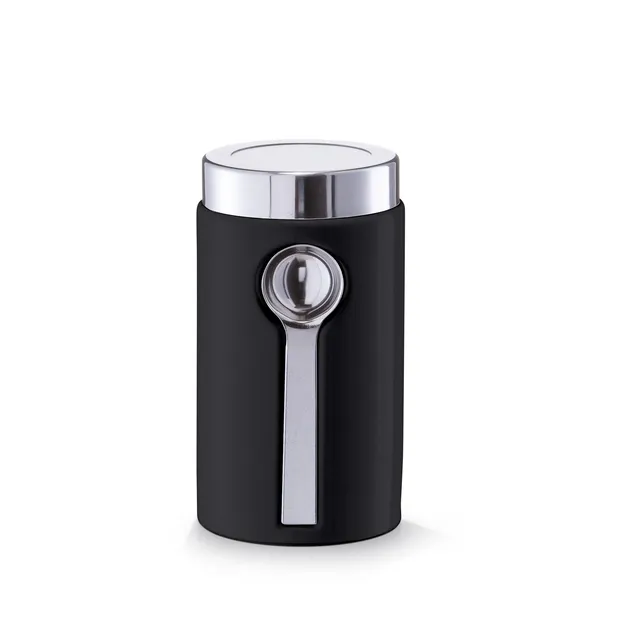 zeller-present-k-che-vorratsdose-mit-l-ffel-schwarz-keramik image 1