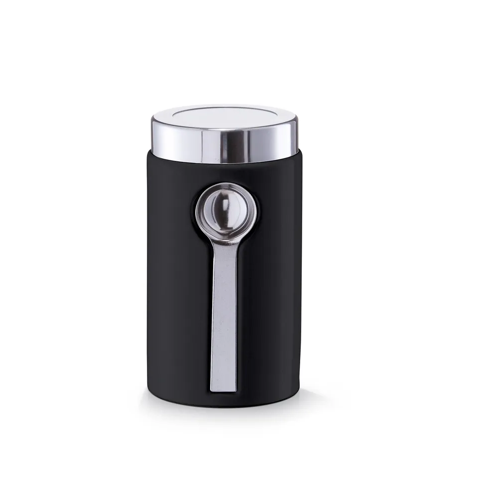 zeller-present-k-che-vorratsdose-mit-l-ffel-schwarz-keramik image 1