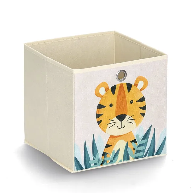 zeller-present-aufbewahrungsbox-tiger-vlies-beige-28x28x28 image 1