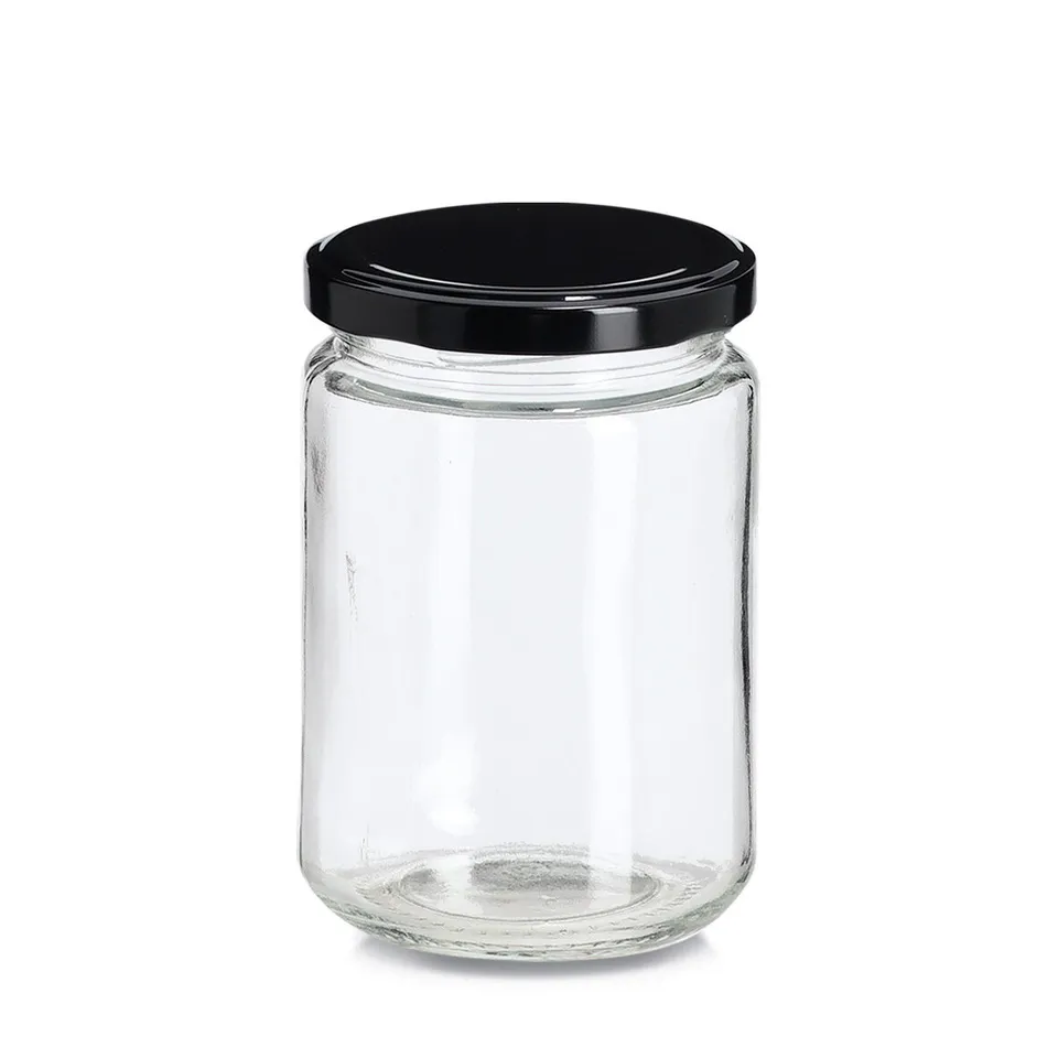 zeller-present-k-che-einmachglas-350-ml-schwarz-metalldeckel image 1