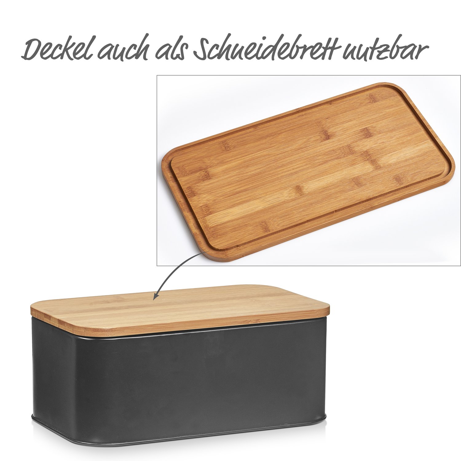 zeller-present-brotkasten-bambusdeckel-metall-schwarz image 3