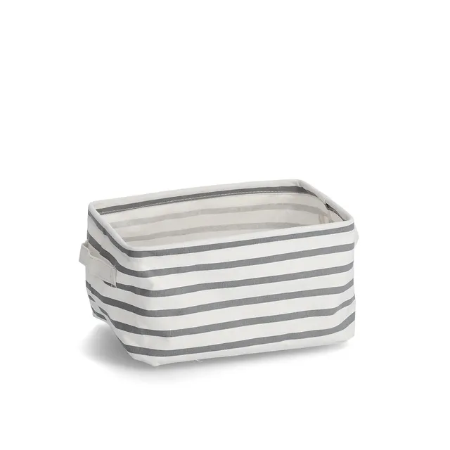zeller-present-home-living-aufbewahrungskorb-stripes-wei-grau-canvas image 1