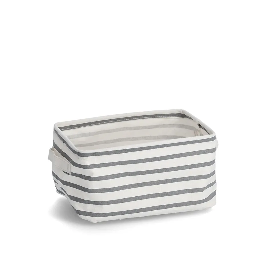 zeller-present-home-living-aufbewahrungskorb-stripes-wei-grau-canvas image 1