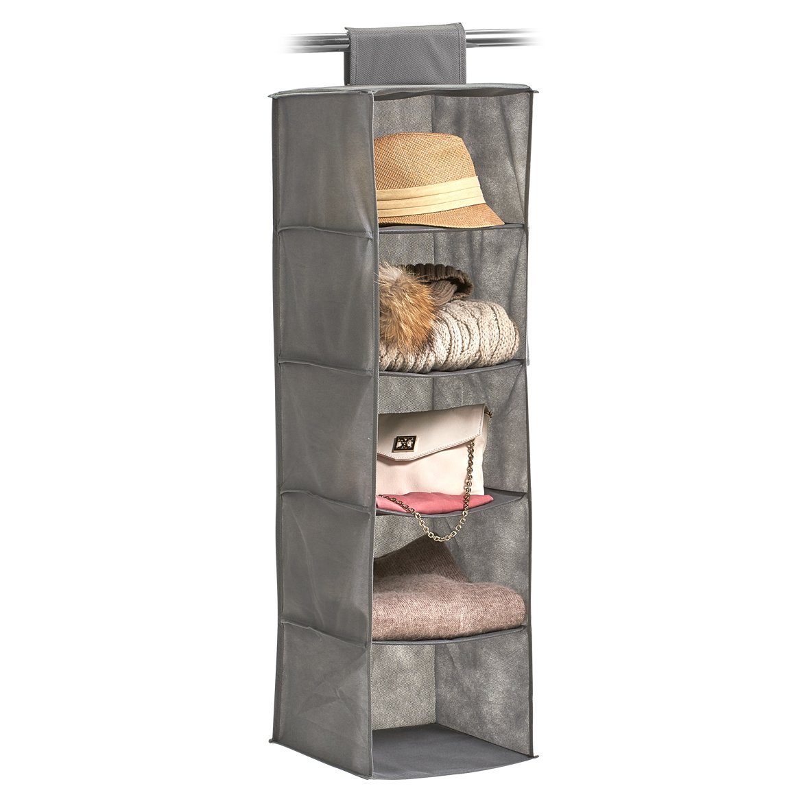 zeller-present-home-living-h-nge-aufbewahrung-5-f-cher-grau-vlies image 2