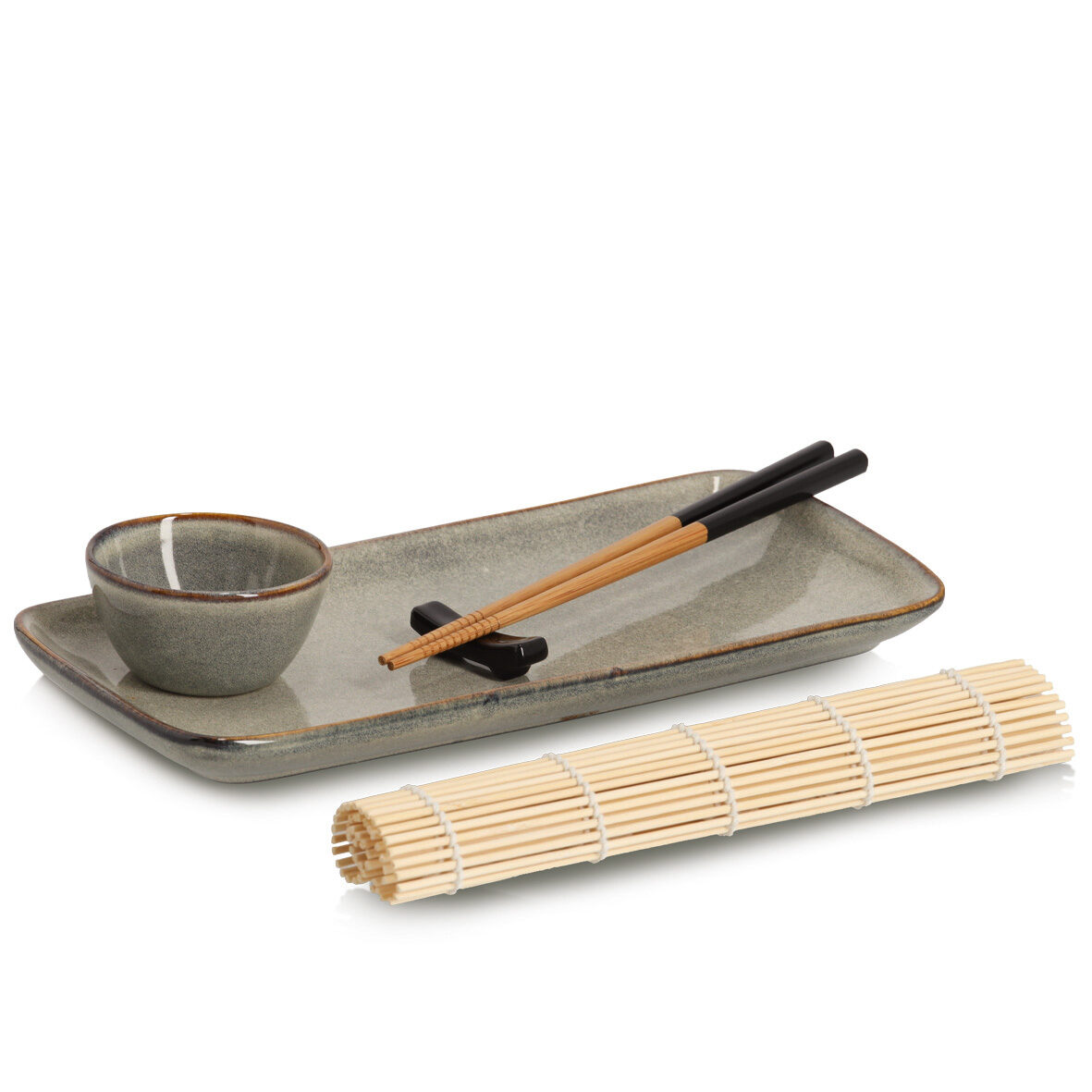 zeller-home-living-sushi-set-5-tlg-steingut-bambus image 1