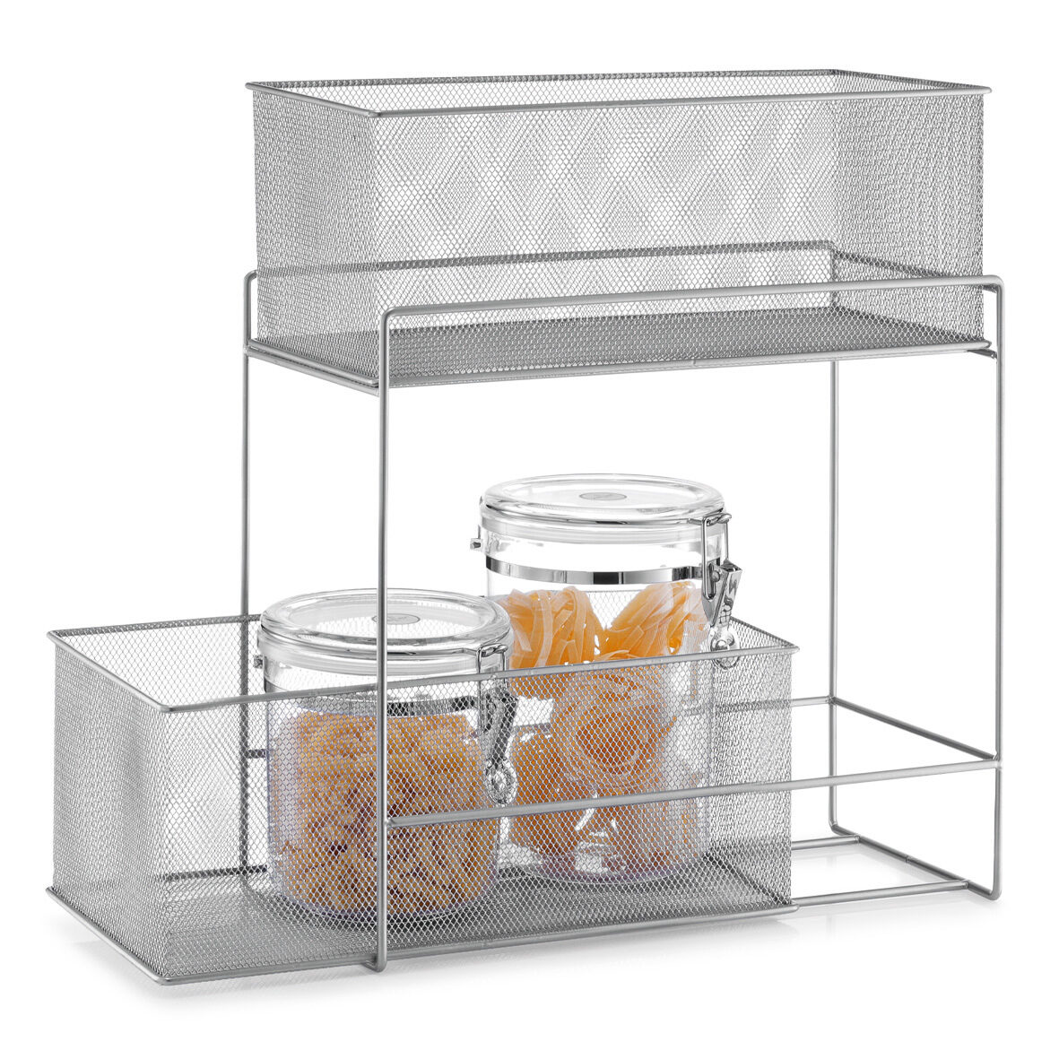 zeller-present-home-etagenregal-mit-2-k-rben-mesh-stahl image 4