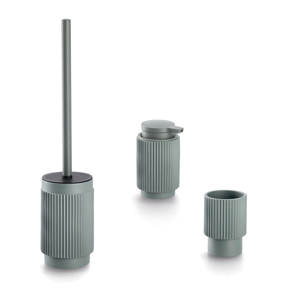 zeller-bad-zahnputzbecher-stripes-polyresin-salbei image 3