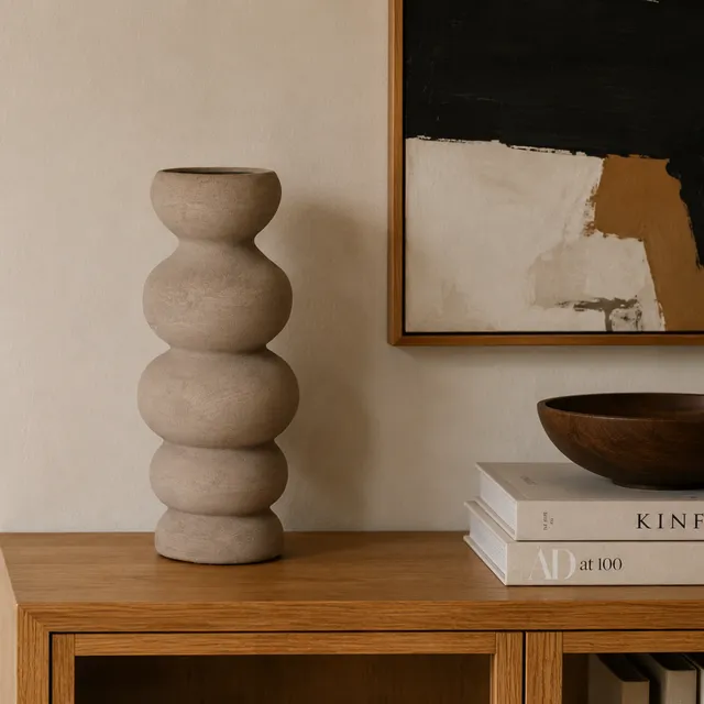 andrea-house-trapani-vase-keramik-taupe-17x47-cm image 1