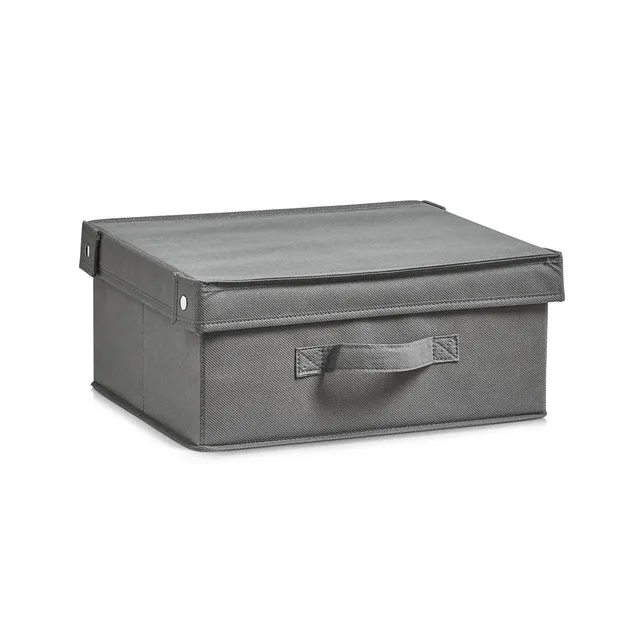 zeller-k-che-aufbewahrungsbox-mit-deckel-vlies-grau-faltbar image 1