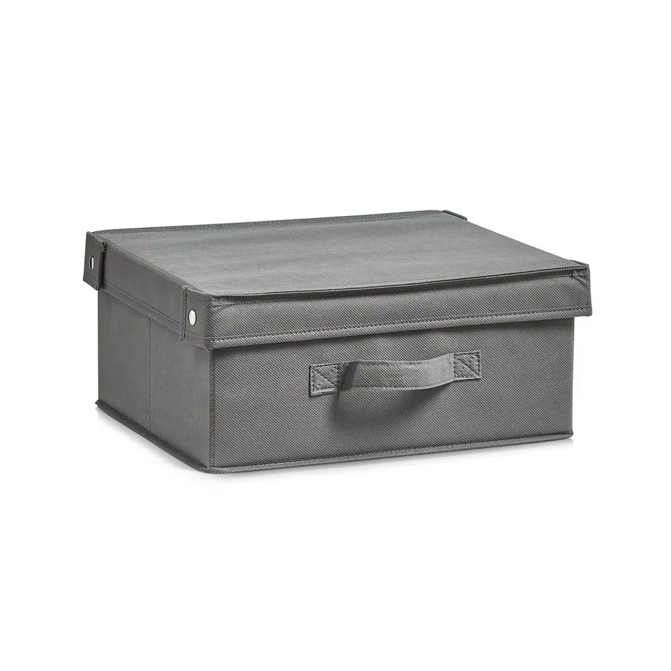 zeller-k-che-aufbewahrungsbox-mit-deckel-vlies-grau-faltbar image 1