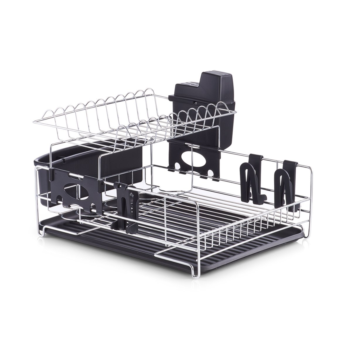 zeller-present-k-che-geschirrabtropfst-nder-metall-schwarz-besteck image 1