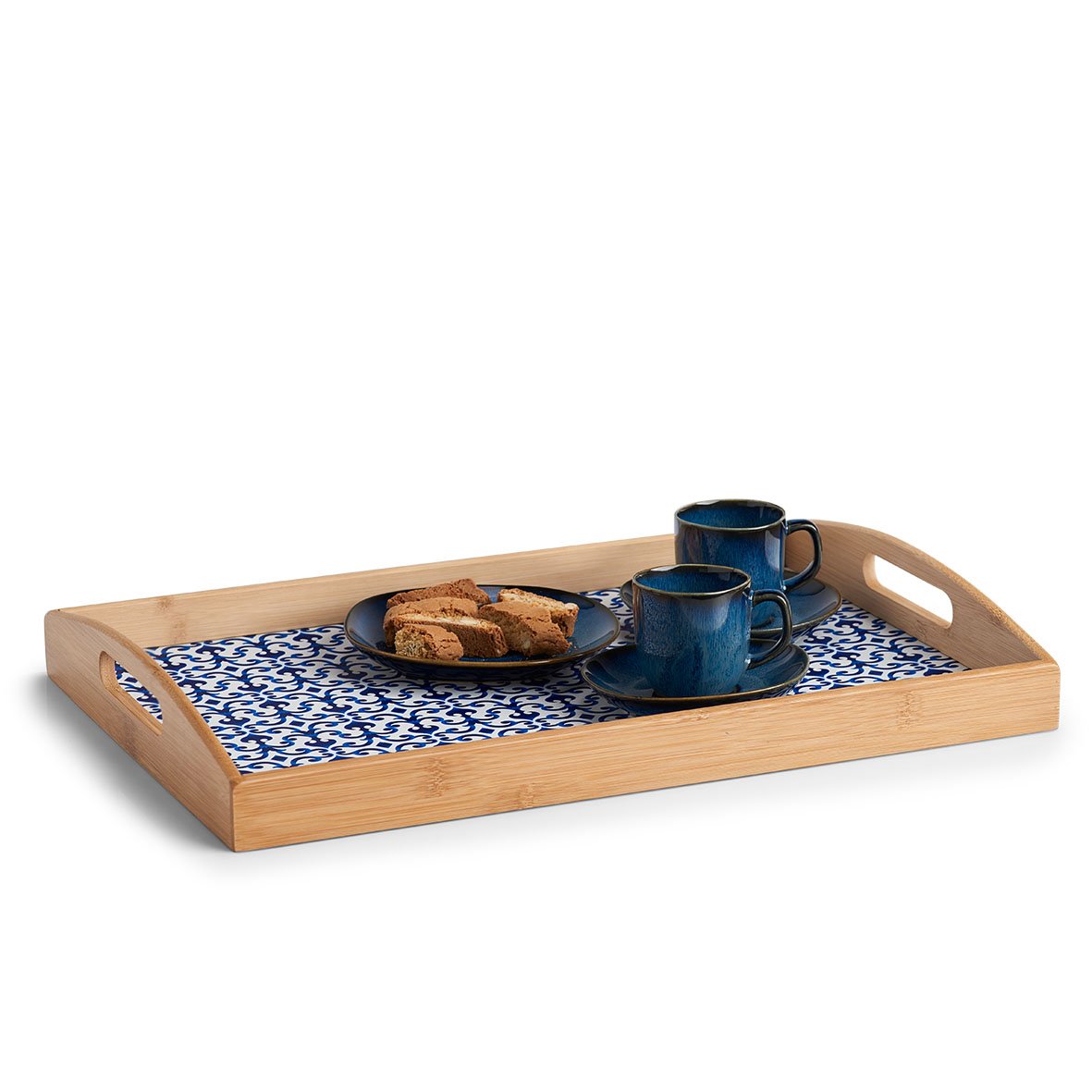 zeller-present-table-marokko-serviertablett-bambus-blau-wei image 4