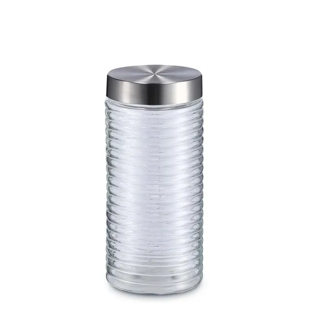 zeller-present-k-che-vorratsglas-gerillt-1400-ml-edelstahldeckel image 1