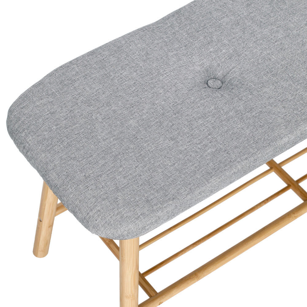 zeller-present-home-living-schuhbank-mit-ablage-bambus-leinen-grau image 3