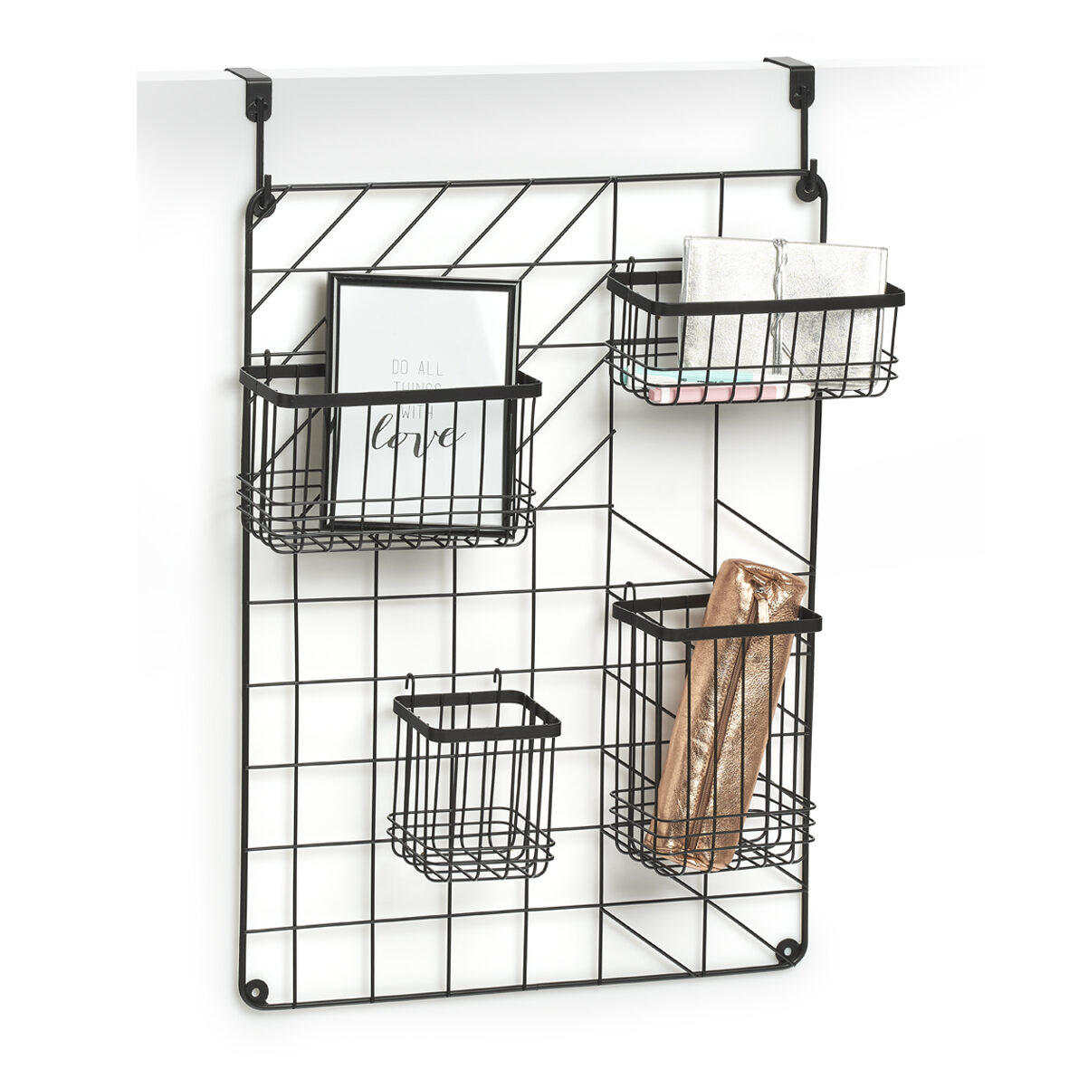 zeller-present-wand-organizer-set-5-tlg-metall-schwarz-industrial image 2