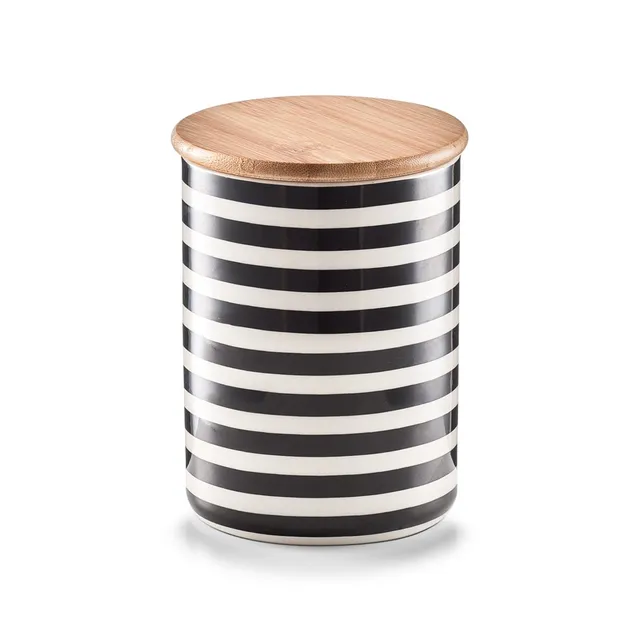 zeller-present-k-che-vorratsdose-stripes-keramik-bambusdeckel image 1
