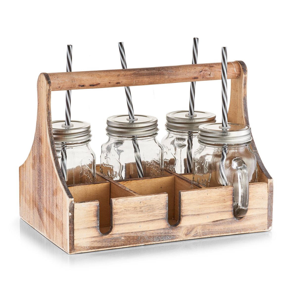 zeller-present-k-che-trinkgl-ser-set-7-tlg-glas-holz-mit-strohhalm image 3