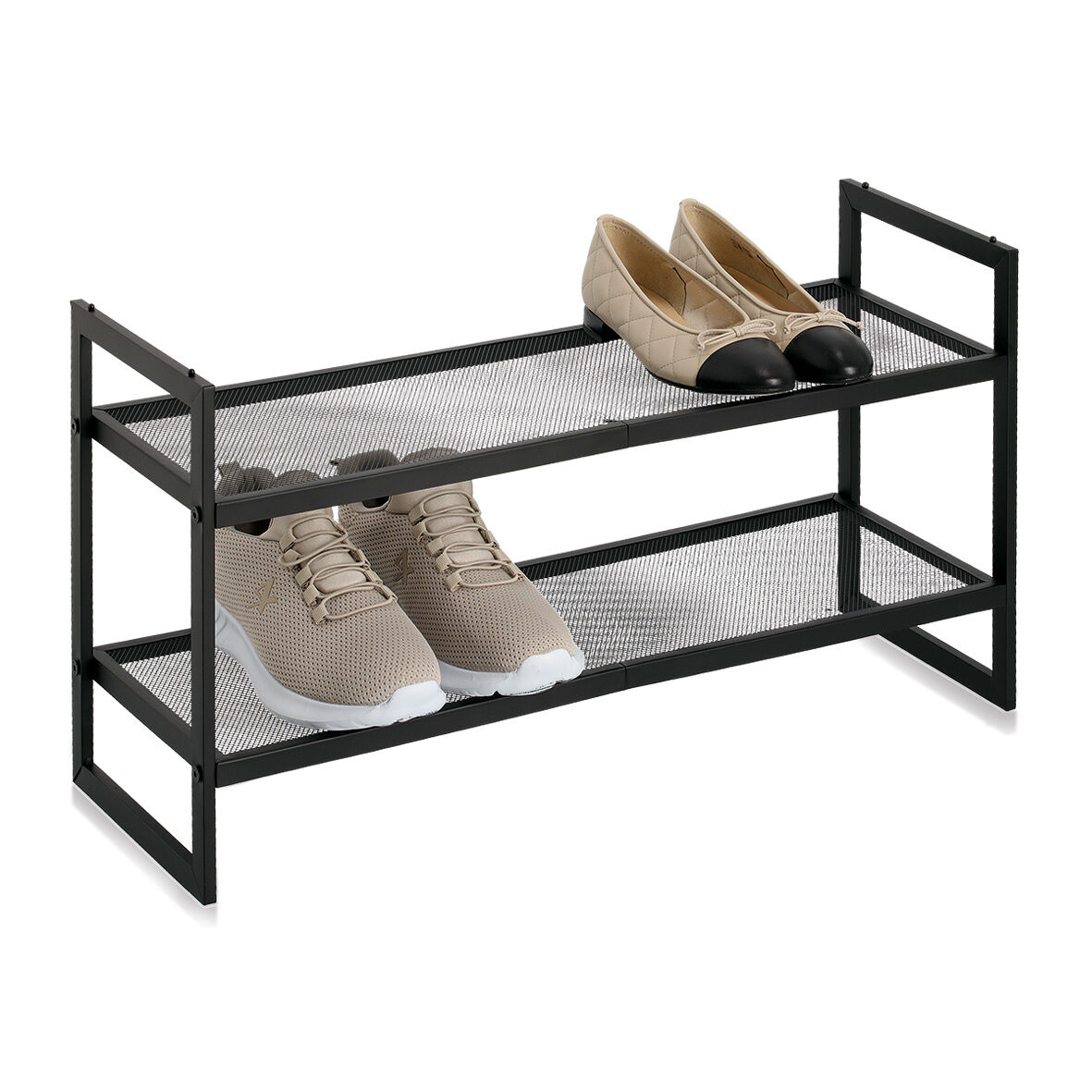 zeller-present-k-che-schuhregal-2-ablagen-metall-stapelbar image 2