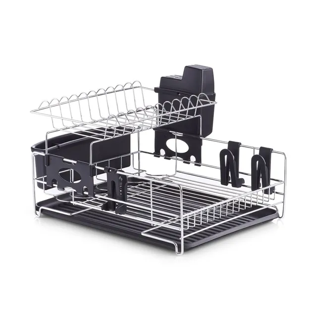 zeller-present-k-che-geschirrabtropfst-nder-metall-schwarz-besteck image 1