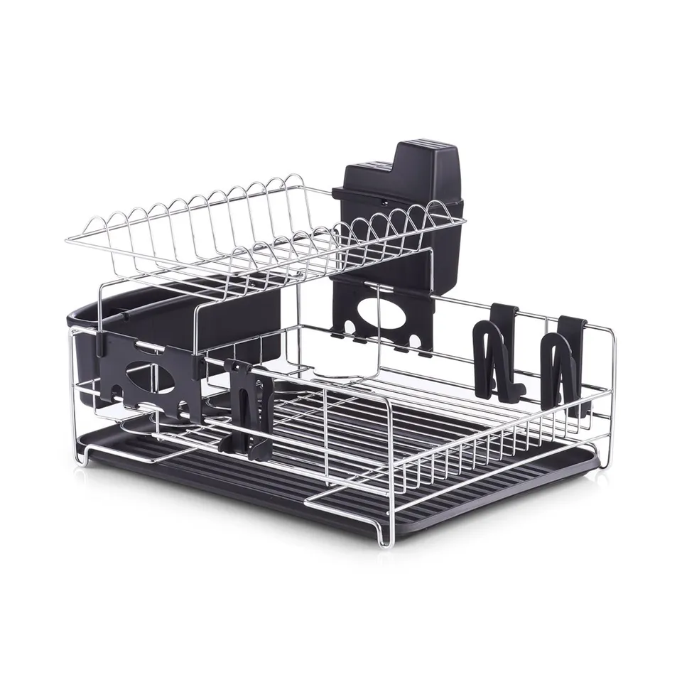 zeller-present-k-che-geschirrabtropfst-nder-metall-schwarz-besteck image 1