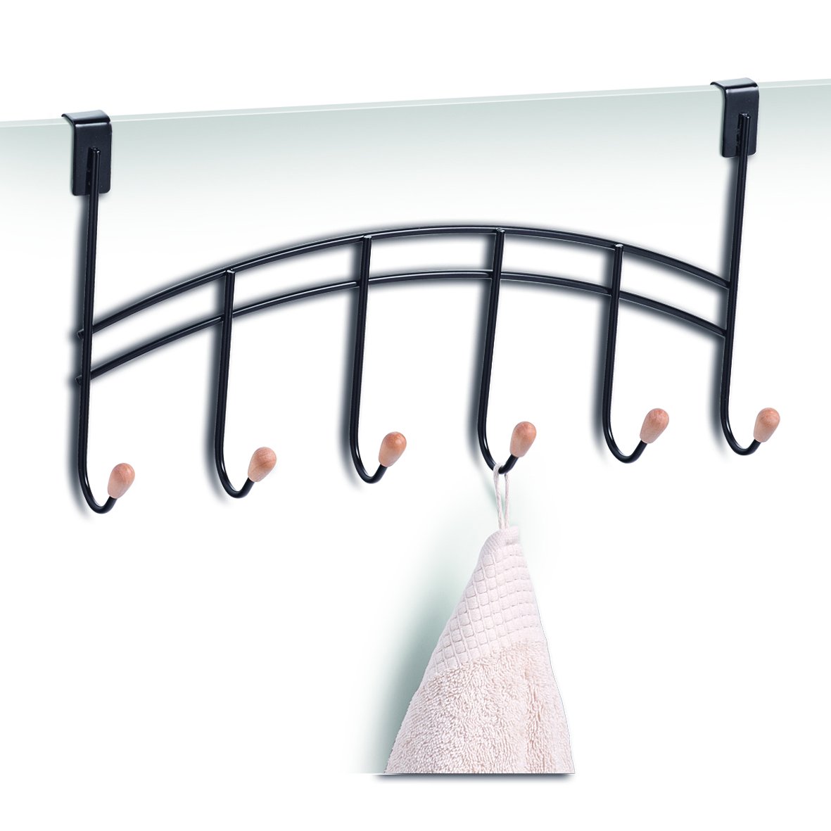zeller-present-home-living-t-rh-nger-6-haken-metall-holz-schwarz image 2