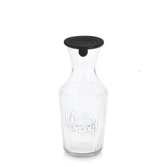 zeller-present-k-che-glaskaraffe-1200-ml-schwarz-rillen image 1