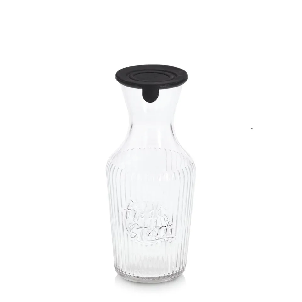 zeller-present-k-che-glaskaraffe-1200-ml-schwarz-rillen image 1