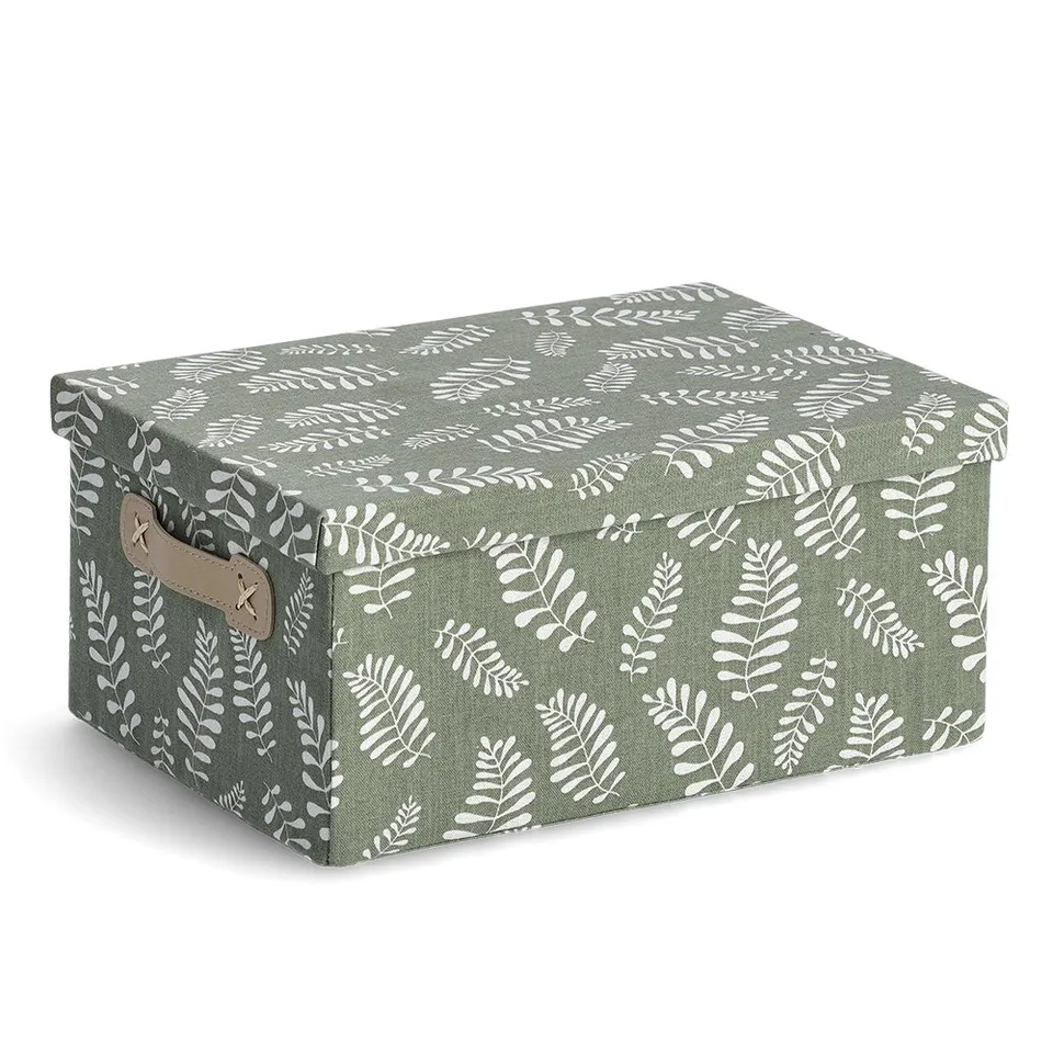 zeller-home-leaves-aufbewahrungsbox-baumwolle-deckel image 1