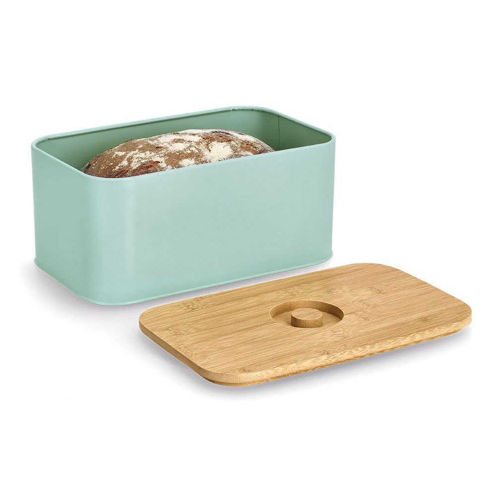 zeller-present-k-che-brotkasten-metall-mint-mit-bambusdeckel image 4
