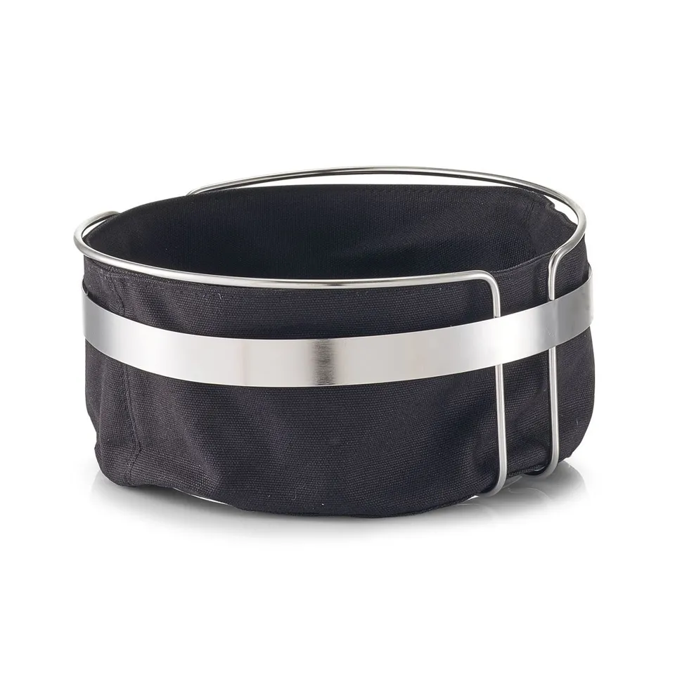 zeller-present-k-che-brotkorb-metall-baumwolle-schwarz image 1