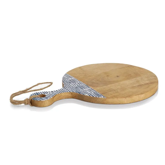 zeller-present-k-che-servierbrett-mangoholz-blau-mit-griff image 1