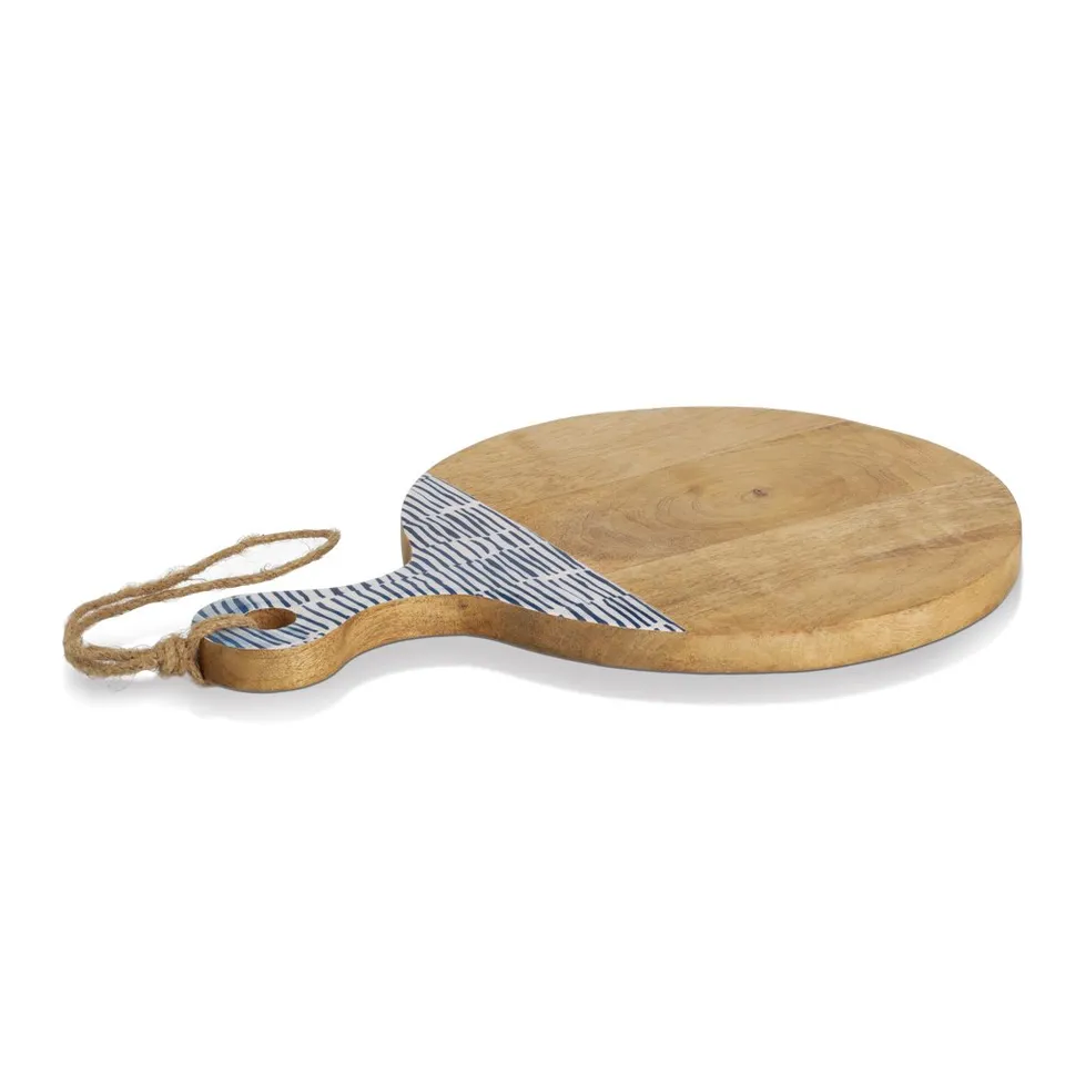 zeller-present-k-che-servierbrett-mangoholz-blau-mit-griff image 1